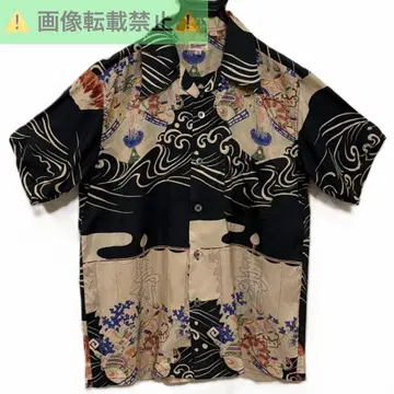 동양 SUN SURF M 품번 보선 후지산 수 실크 하와이안 셔츠 S