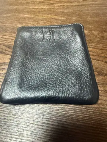 H 로고 가죽 코인 케이스 동전 지갑 블랙