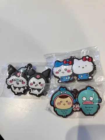 치이카와 산리오 키링 3종 세트 (하치와레, 밤만쥬, 모몽가)