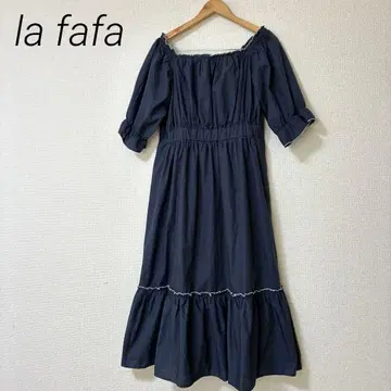 la fafa 택 포함 배색 메로 개더 원피스 빅 사이즈