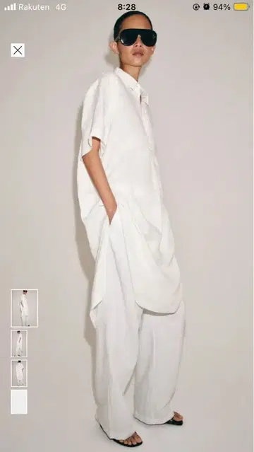 ZARA 화이트 린넨 혼방 반팔 셔츠 원피스