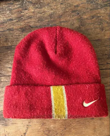 NIKE 니트 모자 비니 레드 골드