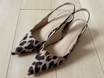 LE TALON 레오파드 무늬 슬링백 웨지 24.5cm