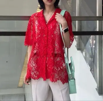H BEAUTY&YOUTH UNITED ARROWS 레이스 셔츠 빨간색