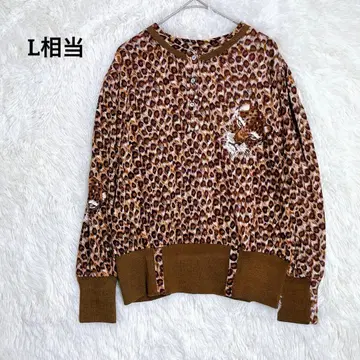 레오파드 레오파드 무늬 애니멀 프린트 헨리넥 티셔츠 [ L 상당 ]