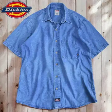 06M063 Dickies 반팔 워크 던가리 데님 셔츠 봄/여름 L