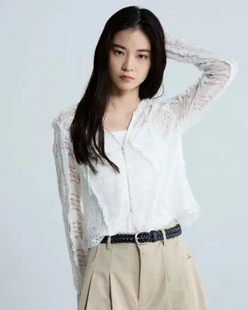 바이어스 패치워크 레이스 후디 JEANASIS