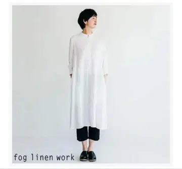 새상품 fog linen work 아니아 원피스 화이트 리투아니아 린넨