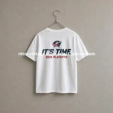 아이스하키 티셔츠 콜럼버스 블루 재킷 NHL 빈티지풍 화이트 티