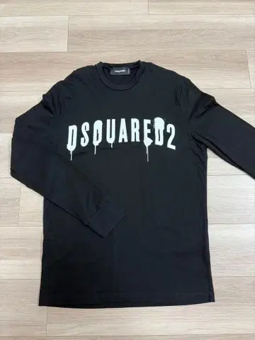 DSQUARED2 로고 프린트 긴팔 T셔츠 블랙 L