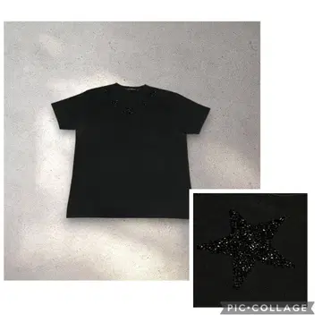 archive NO ID. Black Five Star Beads Tee