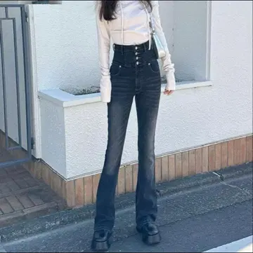 SG32 GRL 하이웨스트 스트레치 플레어 데님 팬츠[cu531] XS