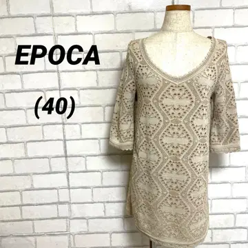 EPOCA 에포카 튜닉 기장 컷워크 니트소 시스루 편직 라메 혼방 40