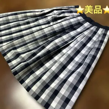 깅엄 체크 플레어 스커트