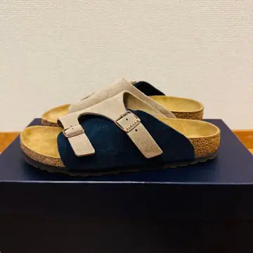BIRKENSTOCK 샌들 스웨이드 네이비 베이지 39 25cm
