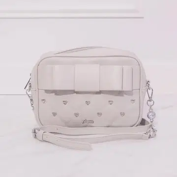 pium 하트 퀼팅 리본 미니백 핑크