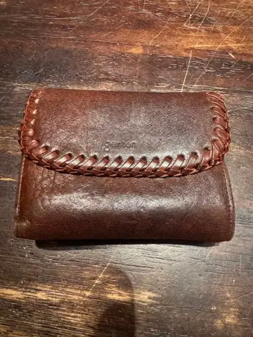 기간 한정 10% off! genten 접이식 지갑 브라운 가죽 뜨개질