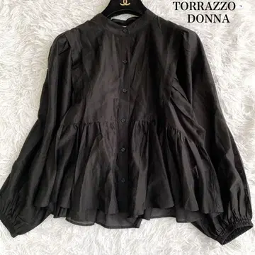 TORRAZZO DONNA 시어 개더 블라우스 24년 프리 블랙
