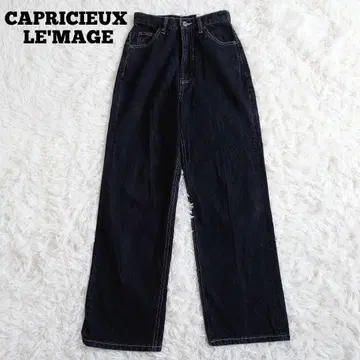 카프리슈 마쥬 13oz 하이웨스트 스트레이트 데님 팬츠 블랙