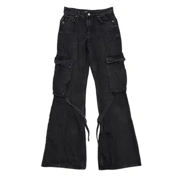 ZARA 자라 카고 데님 플레어 블랙 Y2K 00s 여성용