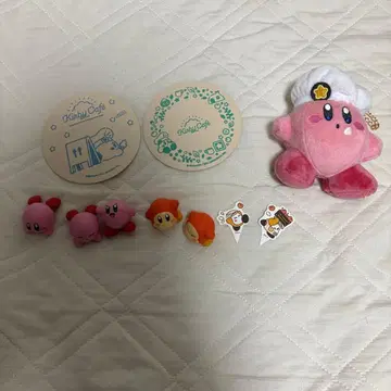 커비 카페 굿즈 세트 봉제 인형 피규어 코스터