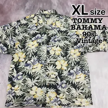 90s TOMMY BAHAMA 알로하 셔츠 XL 블랙 오픈 카라