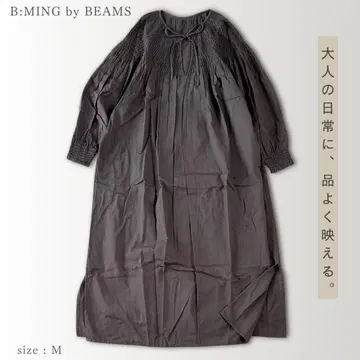 B:MING by BEAMS 스모킹 자수 원피스 흑먹색 M