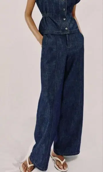 ZARA 린넨 스트레이트 데님 팬츠