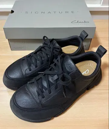 Clarks Signature 가죽 스니커즈 블랙 27cm