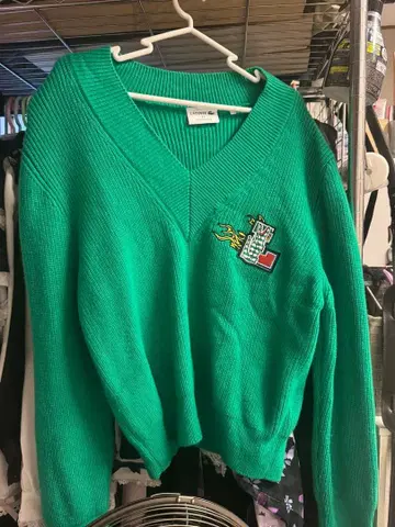 LACOSTE MADE IN FRANCE V넥 니트 그린 34