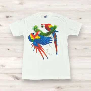 Hanes 빈티지 앵무새 패턴 Roger swainston 티셔츠