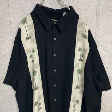 Batik Bay 레이온 100% 블랙 하와이안 셔츠 반팔 3XLT
