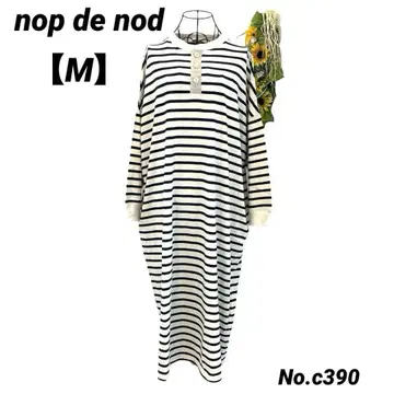 [새상품급] nop de nod 보더 헨리넥 원피스 M 마 혼방