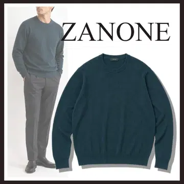 새상품 미사용 ZANONE 자노네 하이 게이지 크루넥 스웨터 그린 XL