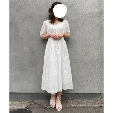 반팔 코튼 레이스 롱 원피스