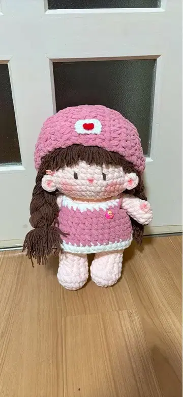핸드메이드 편직 인형 여아 핑크