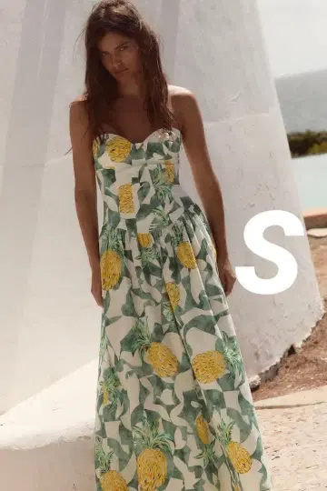 ZARA 자라 후르츠 패턴 버레스크 포플린 원피스 S