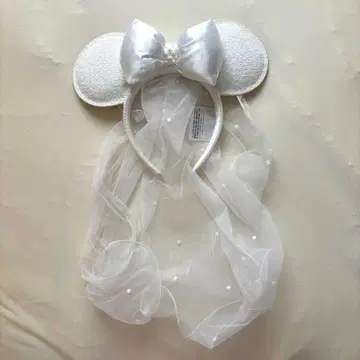 디즈니랜드 머리띠 화이트 레이스