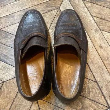 남성용 가죽 페니 로퍼 다크 브라운