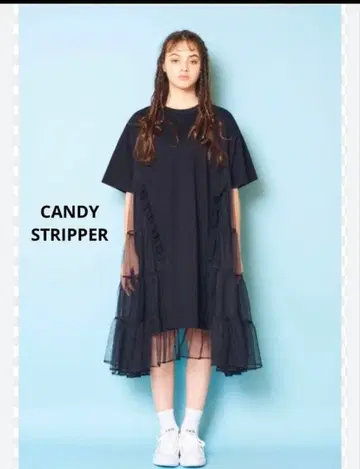 CANDY STRIPPER 튤 소재 티어드 원피스 튜닉