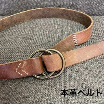 천연 가죽 벨트 더블 링 버클
