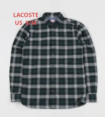 LACOSTE L!VE 체크 무늬 긴팔 셔츠 그린