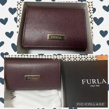 미사용 새상품 FURLA 3단 폴더형 지갑 + 키케이스 세트 보르도
