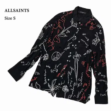 새상품급 ALLSAINTS 시어 셔츠 자수 긴팔 셔츠 블랙 올 패턴