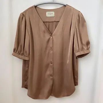 UNITED ARROWS 반팔 블라우스 브라운 베이지 36