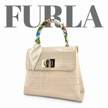 새상품급 FURLA 훌라 1927 2way 핸드백 크로커다일형 압착