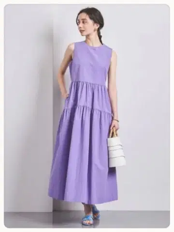 UNITED ARROWS 원피스 퍼플 티어드 플레어 라벤더