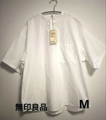 무인양품 남성용 냉감 헨리넥 반팔 면 소재 화이트 M AC1W6A4S