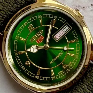 SEIKO5 오버홀 완료 골드 케이스 데이데이트 빈티지 그린