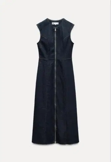 ZARA 자라 프론트 지퍼 미디 기장 데님 원피스
